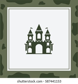 Castle. Fantasy fortress sign. Medieval building  Vector Icon.