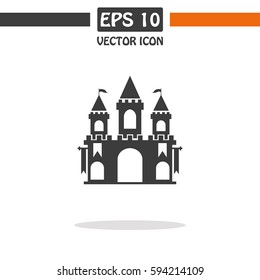 Castle. Fantasy fortress sign. Medieval building  Vector Icon.