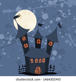 castle with a fence and high towers halloween illustration for a holiday