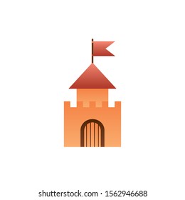 castle with flag fantasy gradient style vector illustration
