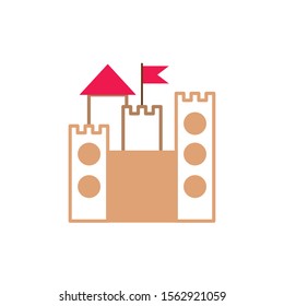castle with flag fantasy line fill style vector illustration castle with flag fantasy line fill style vector illustration