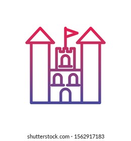 castle with flag fantasy line gradient icon vector illustration