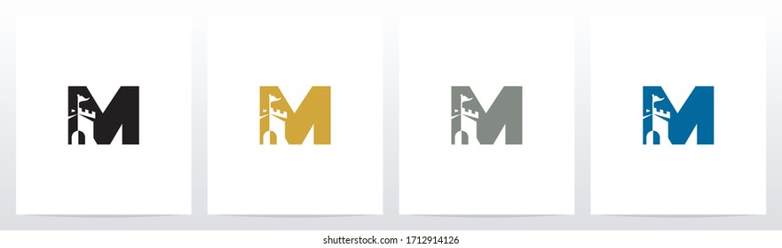 Castle With Flag On Letter Logo Design M