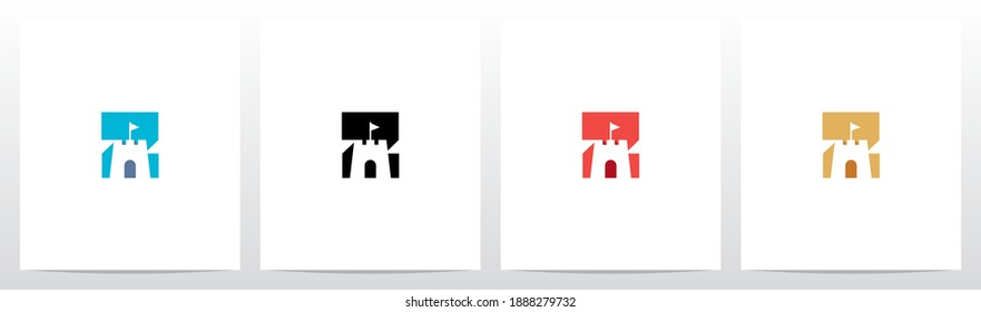 Schloss mit Flagge auf Buchstaben Logo Design Z
