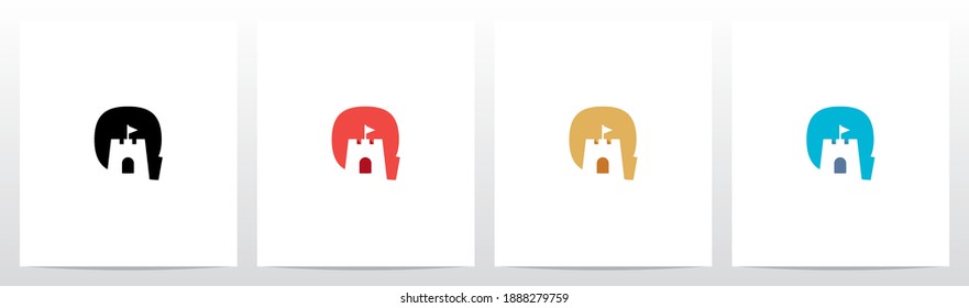 Castle With Flag On Letter Logo Design Q