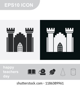 Castle flat black and white vector icon.