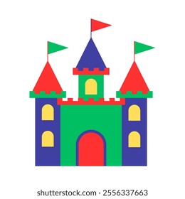 Castle flat icon design, old palace building vector illustration, fairy tale fantasy castle fortress clip art image