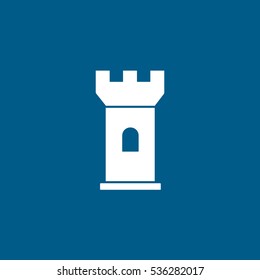 Castle Flat Icon On Blue Background