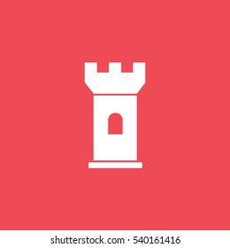 Castle Flat Icon On Red Background