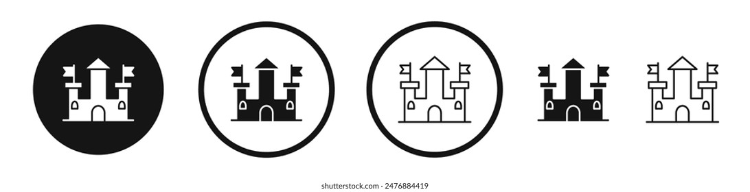Castle flat liner icon set.