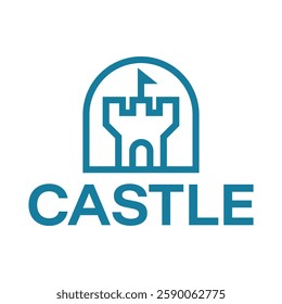 castle flat minimalist logo design