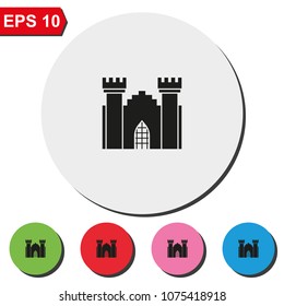 Castle flat round colorful vector icon.