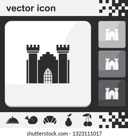 Castle flat set of buttons vector icon.
