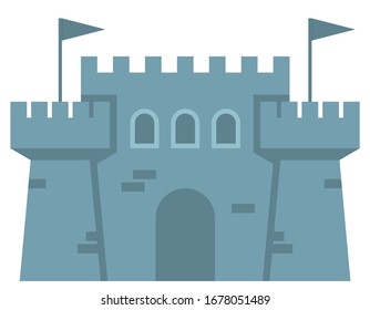 Castle in flat style. Illustration isolated on white background.