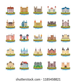 Castle Flat Vector Icons 