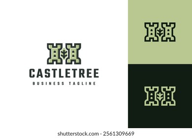 castle forest vector logo design