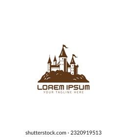 Castle, fort and royal logo icon vector illustration template