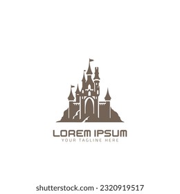 Castle, fort and royal Tower icon, logo isolated silhouette vector illustration