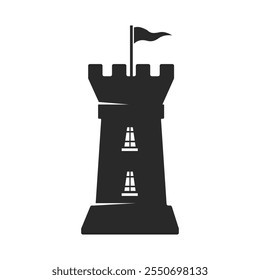 Castillo Fort Silueta Vector Icono Ilustración Logo