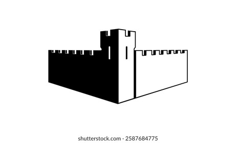 Castle Fort symbol , black isolated silhouette