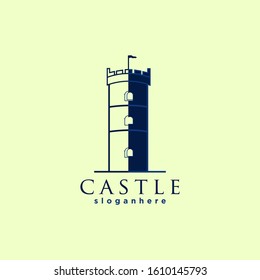 castle fort tower logo design vector