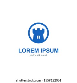 Castle fortress branding logo identity. Tower architecture icon. vector template design