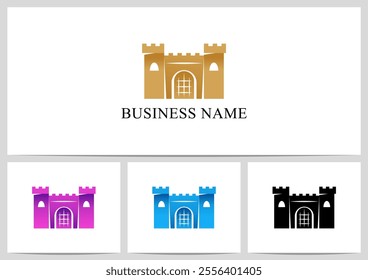 Castle Fortress Cartoon Logo Design