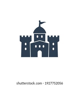 castle, fortress icon on white