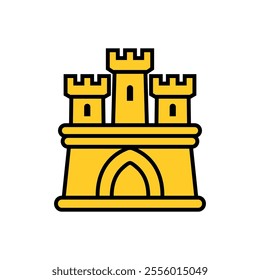 Castle or fortress icon. Castle with towers. Symbol of the Middle Ages or knight. Attribute of the flag of Portugal.