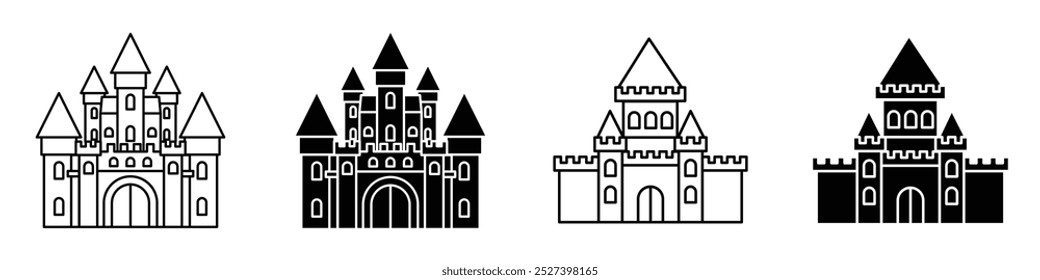 Castle and Fortress Icons Set