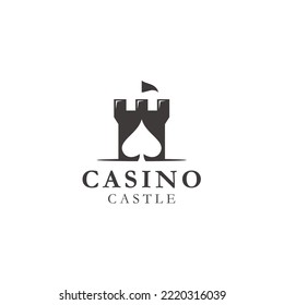 Castle Fortress King and Spade Ace for Poker logo design