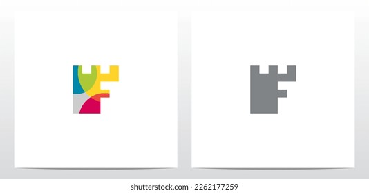 Castle Fortress Letter Logo Design F 