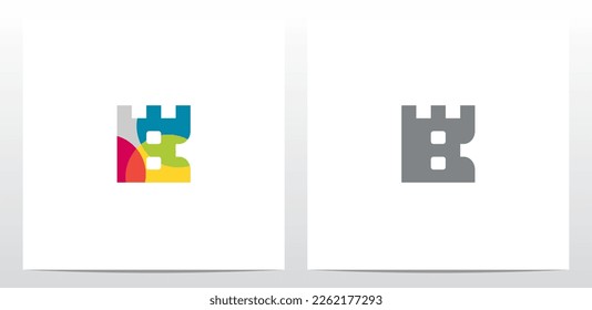 Castle Fortress Letter Logo Design B 