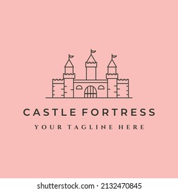 castle fortress line art logo vector symbol illustration design