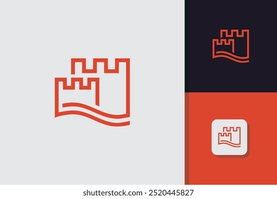 castle fortress logo design vector template