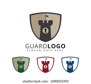 castle fortress stronghold security vector icon logo design template