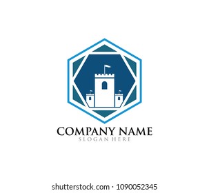 castle fortress stronghold vector icon logo design template