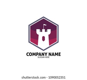 castle fortress stronghold vector icon logo design template