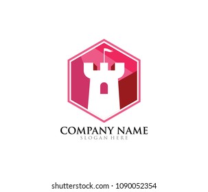 castle fortress stronghold vector icon logo design template