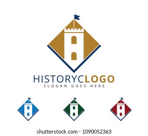 castle fortress stronghold vector icon logo design template