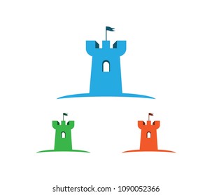 castle fortress stronghold vector icon logo design template