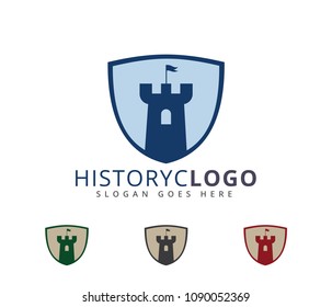 castle fortress stronghold vector icon logo design template