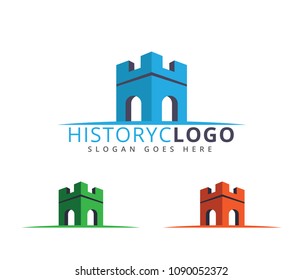 castle fortress stronghold vector icon logo design template