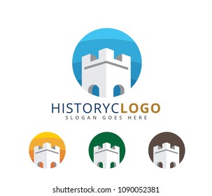 castle fortress stronghold vector icon logo design template