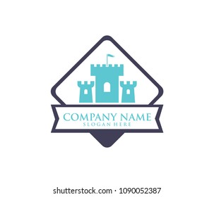 castle fortress stronghold vector icon logo design template