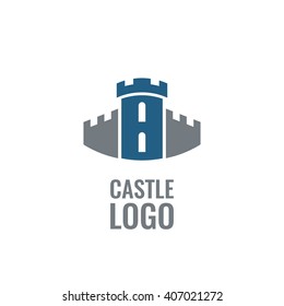 Castelo, logotipo do vetor da fortaleza. Ícone de arquitetura de torre. Logotipo para o seu negócio.