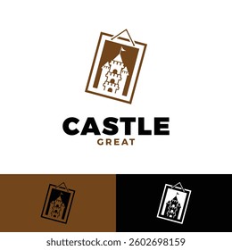 castle frame picture icon logo design template