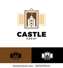 castle frame picture icon logo design template