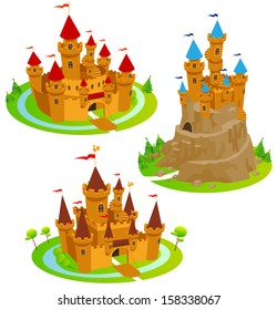 Castle. Fun Cartoon Map Elements. Elements  Are In The Separate Layers.