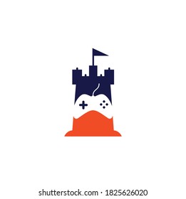 vector de logotipo de castillo y juego. controlador de concepto de plantilla de diseño del logotipo del juego del castillo.